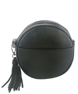 Fashion Tassel Round Crossbody Bag LSD190 BLACK
